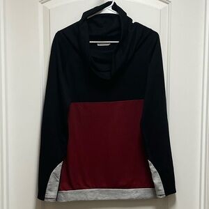 For Gand PL Sz Large Red and Black Cowl Neck Color Block Top